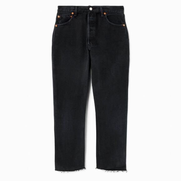 NWT RE/DONE × LEVI'S 70s Ultra High Rise Stove Pipe Straight Jeans Jet Black 29 - Picture 3 of 9